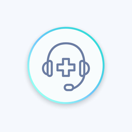 Medical call center icon in line designのイラスト素材