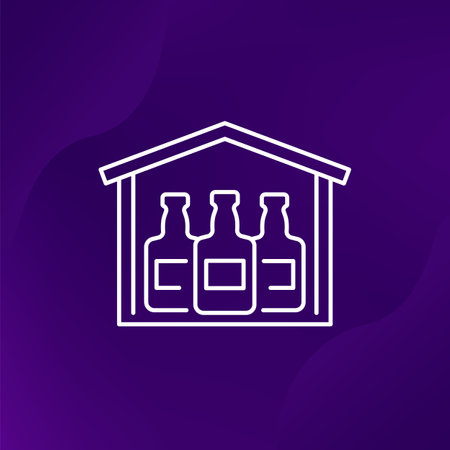 Alcohol storage line icon with warehouse, vectorのイラスト素材