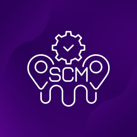 SCM line icon, Supply chain management vectorのイラスト素材
