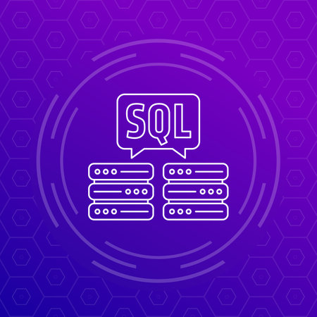 SQL servers icon, vector line designのイラスト素材