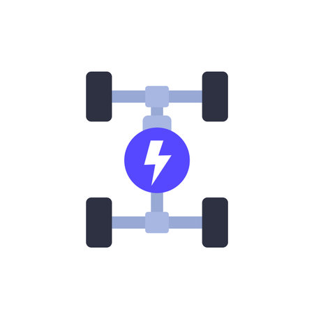 Electric car chassis icon, EV platform, vectorのイラスト素材