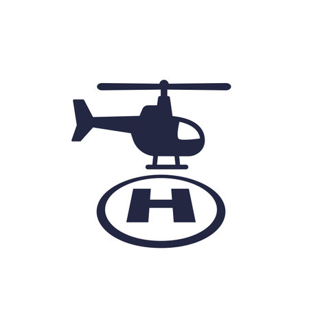 helipad icon, landing area for helicoptersのイラスト素材