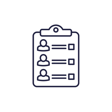 guest list line icon, people and clipboardのイラスト素材