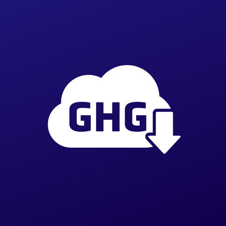 GHG reduction icon, reducing greenhouse gas vectorのイラスト素材