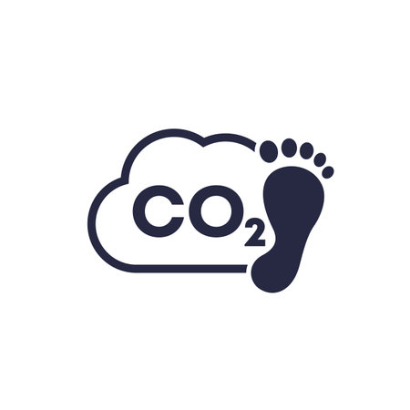 carbon footprint icon, co2 carbon dioxide emissionのイラスト素材