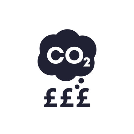carbon emissions cost, co2 price in pounds iconのイラスト素材