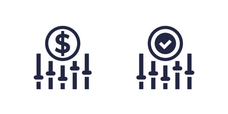dynamic pricing, flexible price iconsのイラスト素材