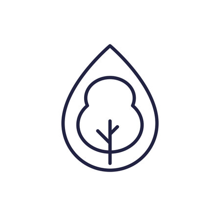 tree and water drop line iconのイラスト素材