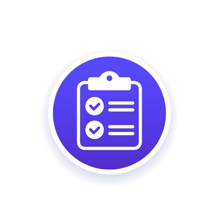 clipboard icon, round vector pictogramのイラスト素材