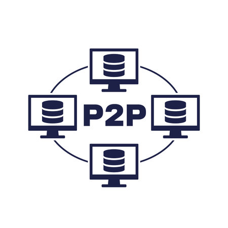 p2p network, peer to peer connection iconのイラスト素材