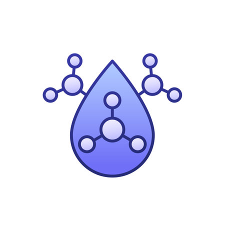 Acid drop and molecules icon with outlineのイラスト素材