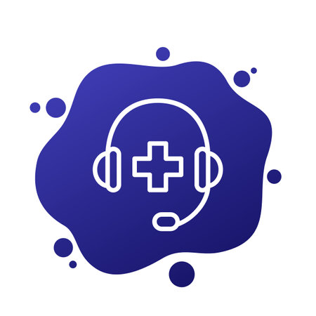 Medical call center icon, line vectorのイラスト素材