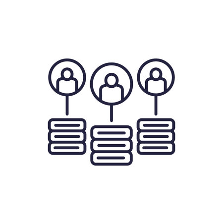 CDN line icon with users, Content delivery networkのイラスト素材