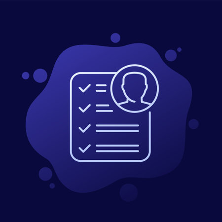 job qualification icon, man and checklist vectorのイラスト素材