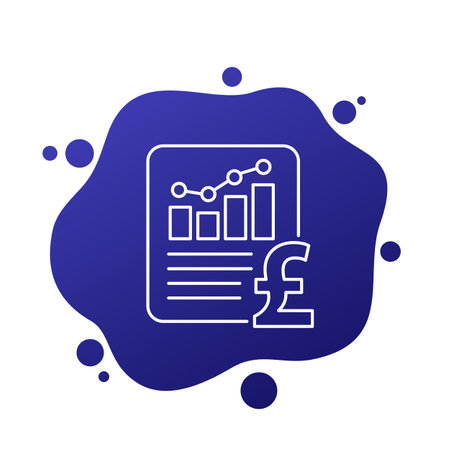 Financial statement, report line icon with a poundのイラスト素材