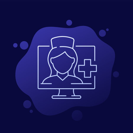 doctor online line icon, medical consultant vectorのイラスト素材