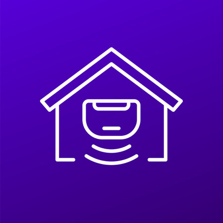 Sensor line icon with house, vectorのイラスト素材