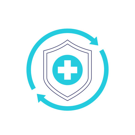 Health insurance renewal icon with shieldのイラスト素材