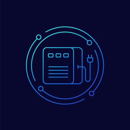 UPS icon, backup power supply linear designのイラスト素材