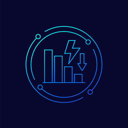 power consumption reduction icon, linear designのイラスト素材