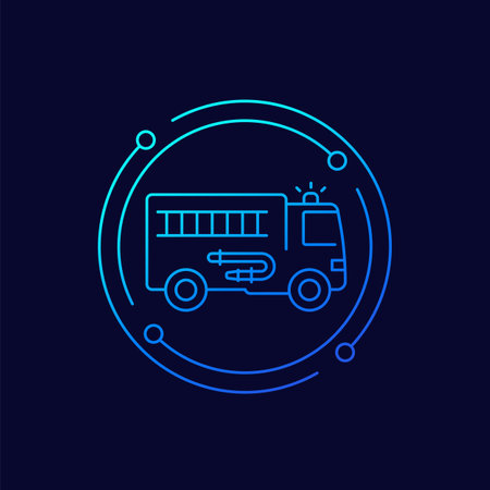 fire truck icon in linear designのイラスト素材
