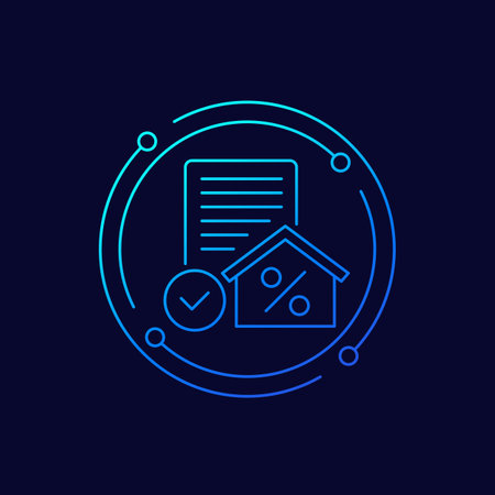 mortgage application icon, house loan line designのイラスト素材