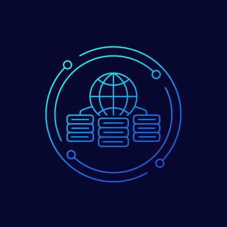 CDN, Content delivery network icon, linear designのイラスト素材