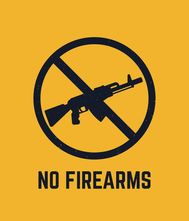 no guns sign with automatic rifle, no firearmsのイラスト素材