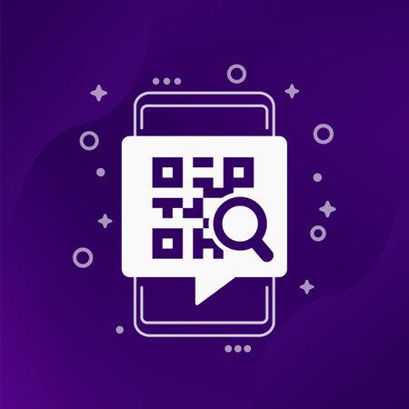 qr code search icon with a smart phoneのイラスト素材