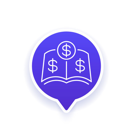 Financial literacy icon with a book in line styleのイラスト素材