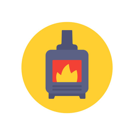 pellet stove icon, flat vector designのイラスト素材