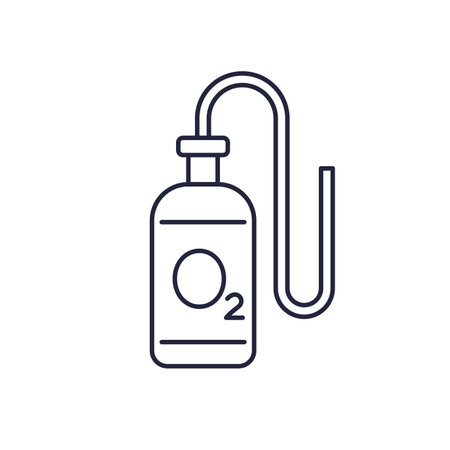 oxygen tank icon, gas cylinder line vectorのイラスト素材