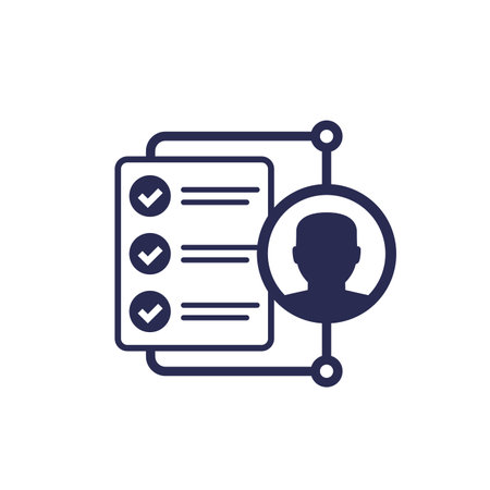 job qualification icon, man and checklistのイラスト素材