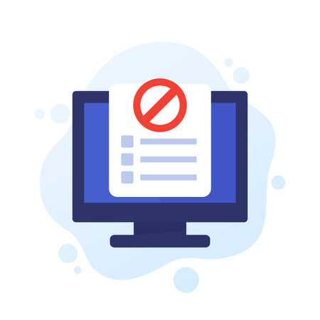 blacklist icon with computer, flat vector designのイラスト素材