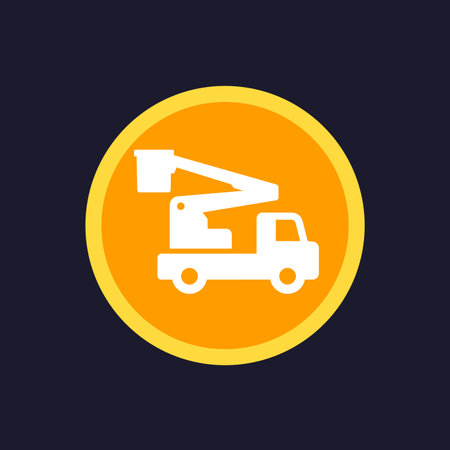 bucket truck icon, boom lift vector signのイラスト素材