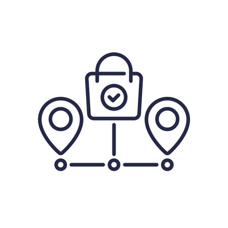 grocery delivery line icon with shopping bagのイラスト素材