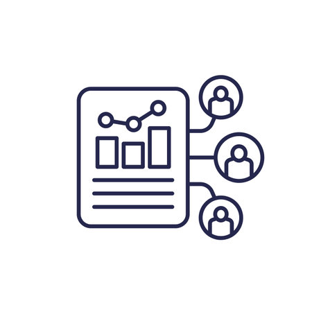 user metrics icon, collecting data line vectorのイラスト素材