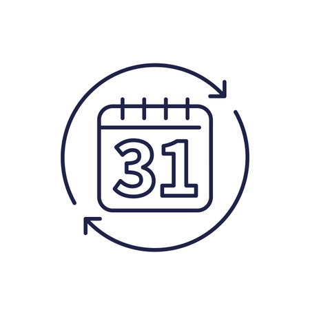 monthly subscription line icon with a calendarのイラスト素材
