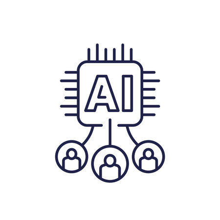 Human-AI interaction icon, Artificial intelligenceのイラスト素材