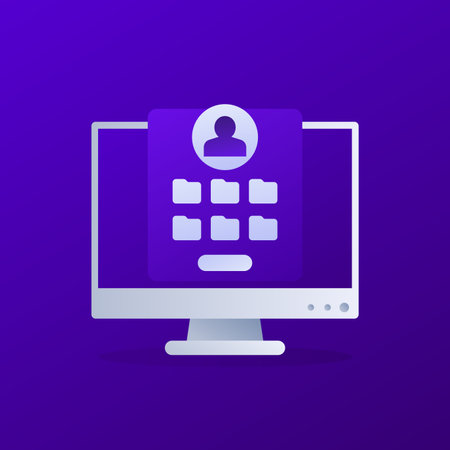 User files vector icon, personal data in foldersのイラスト素材
