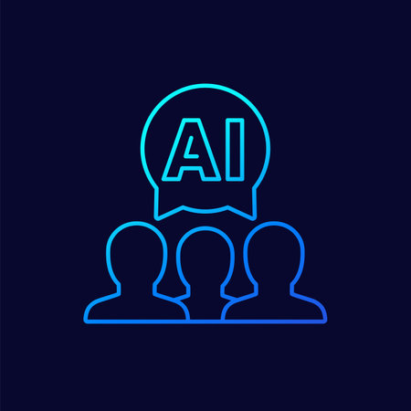 Human-AI interaction icon, Artificial intelligenceのイラスト素材