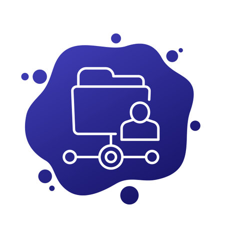 user directory line icon with folder, vectorのイラスト素材