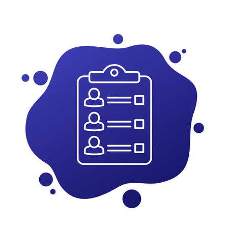 guest list icon, people and clipboard line vectorのイラスト素材