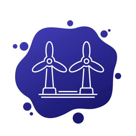 wind turbines icon, windmills line vectorのイラスト素材