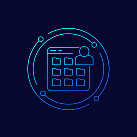 User files icon, personal data in folders, linearのイラスト素材