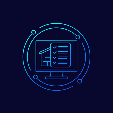 inventory control software icon, linear designのイラスト素材