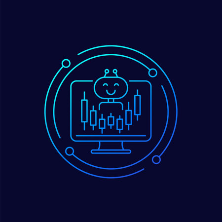 trading bot icon, linear designのイラスト素材