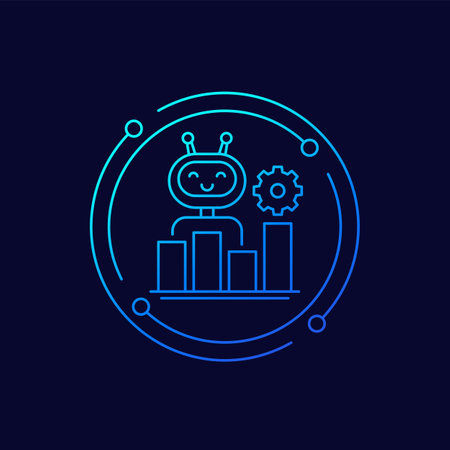 AI for market data analysis icon in linear designのイラスト素材