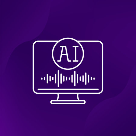 AI voice generator vector line iconのイラスト素材