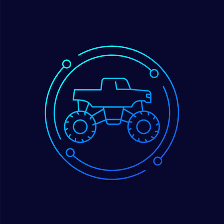 monster truck icon, linear designのイラスト素材